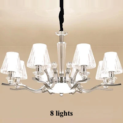 8 lights Современные никелевые металлические светодиодные люстры осветительный, акриловый кристалл гостиная светодиодная подвесная люстра для столовой подвесной светильник - Цвет абажура: 8 lights