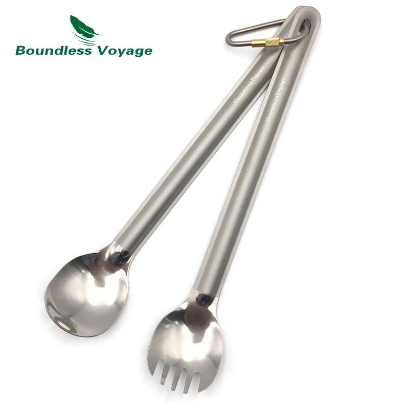 

Boundless Voyage Outdoor Titanium Long Handled Spoon Spork Ultralight Camping Polished Tableware Flatware Set