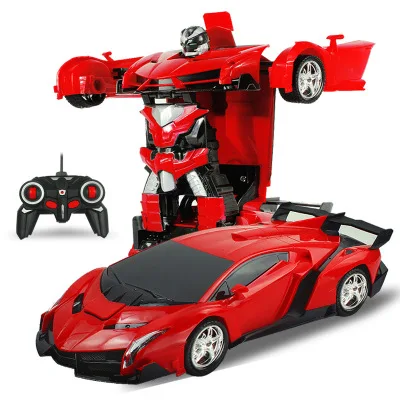 Радиоуправляемый автомобильный трансформатор 2 в 1 модель автомобиля игрушечные роботы вождения спортивных автомобилей модели дистанционного управления автомобиль RC боевые игрушки подарок для мальчика - Цвет: RC-BXC-red