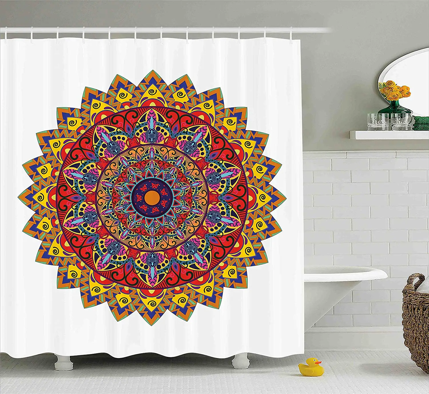 Ethnic Shower Curtain Tribal Bohemic Ethnic Asian Hippie Design With Geometric Oriental Shapes Image Print Fabric Bathroom Decor Shower Curtains Aliexpress