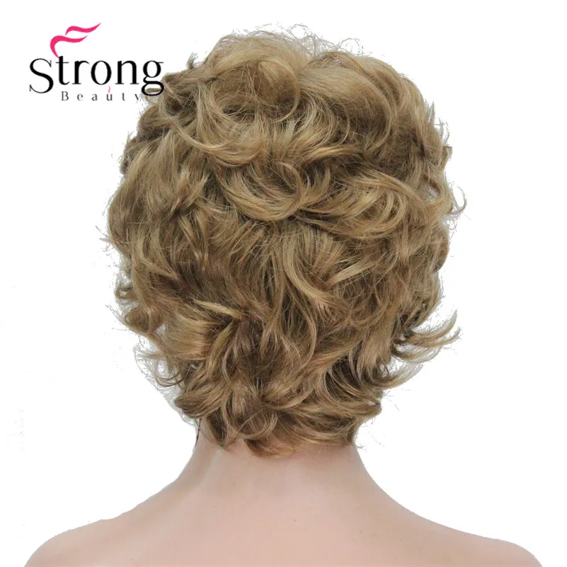 L-427B #19 new short curly light strawberry blonde synthetic women's full wig for everyday (7)