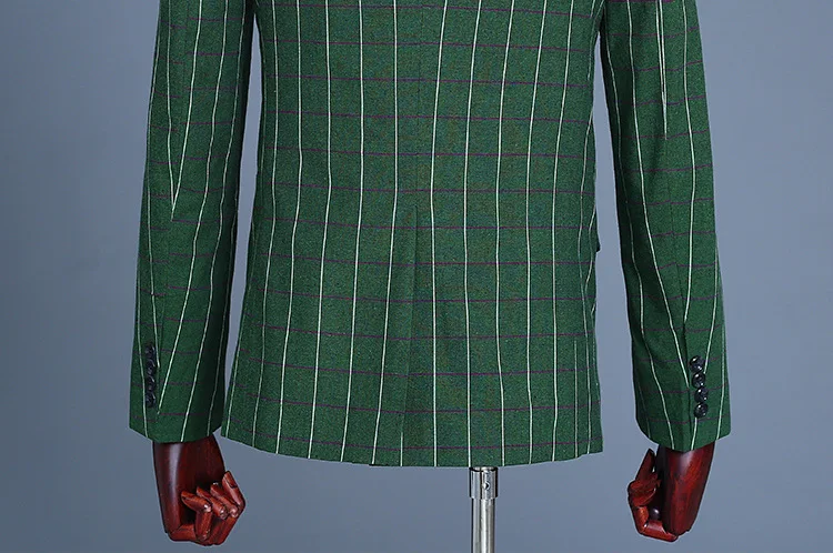Для Мужчин зеленый плед Жених двубортный Perfor ce костюм 3 предмета костюмы пальто брюки жилет одежда 2019