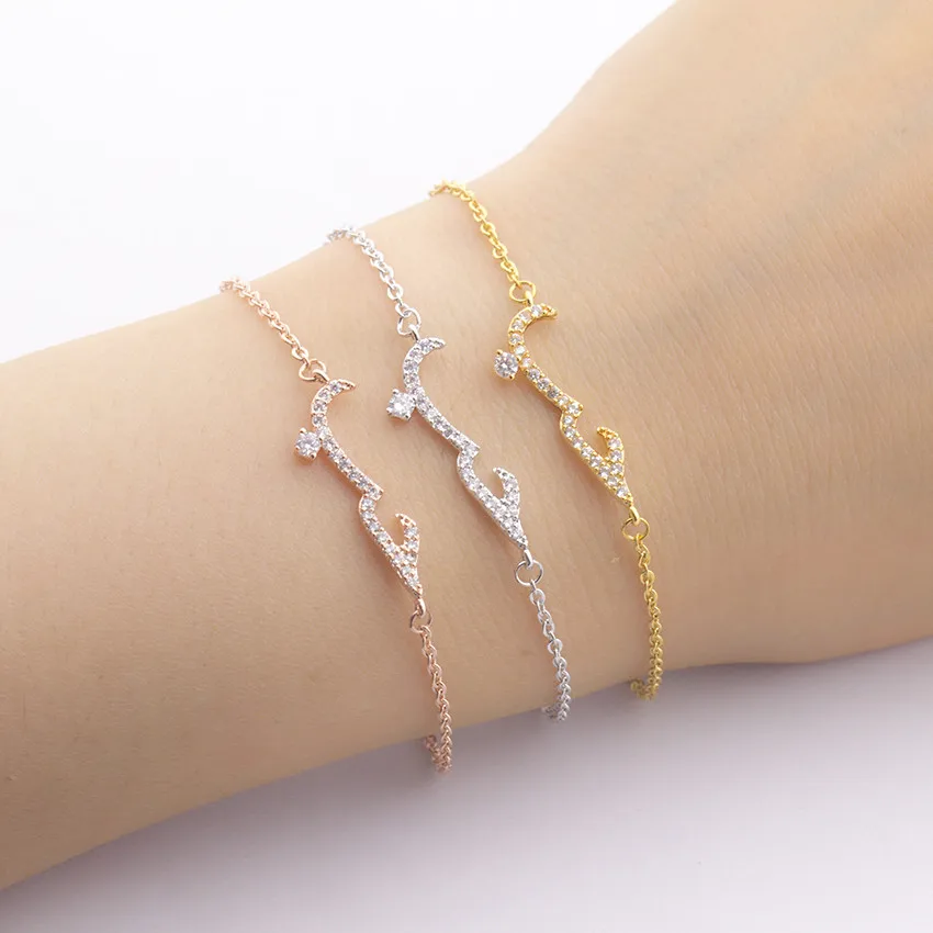 GORGEOUS TALE 10pcs Cubic Zirconia Love in Arabic Bracelet for Women Delicate Trendy bridesmaids Statement Wedding BFF Jewelry