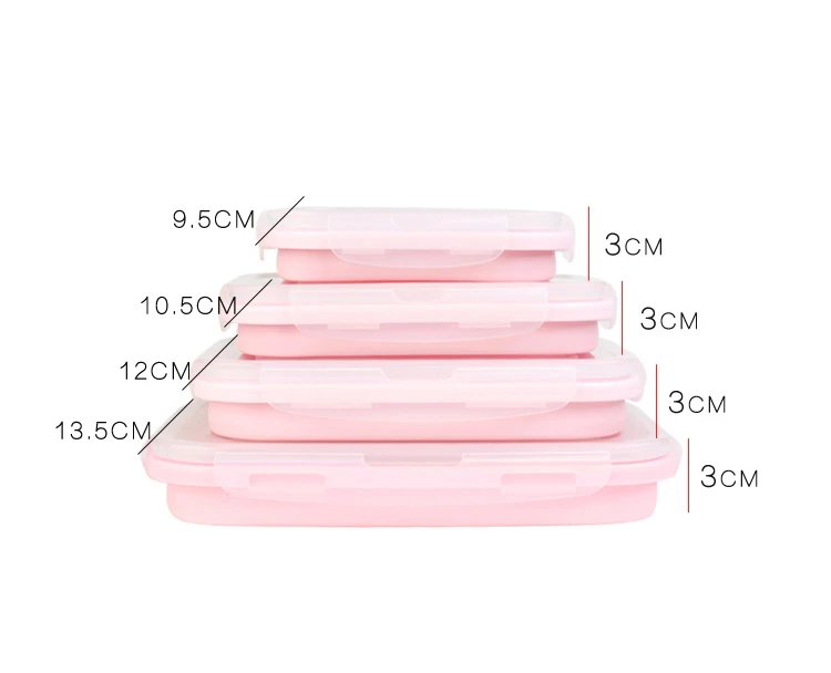 4 шт., силиконовая складная коробка для бэнто, Складной Портативный Ланч-бокс для еды, столовая посуда, контейнер для еды, миска для детей
