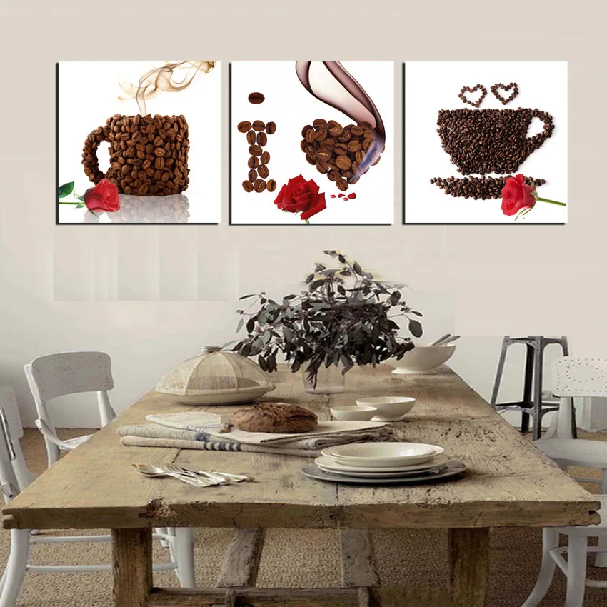 New arrival modular HD Canvas Print Wall Art Coffee Painting Pictures Beans Mugs I Love You Cafe Shop Modern Home Decor Picture | Дом и сад