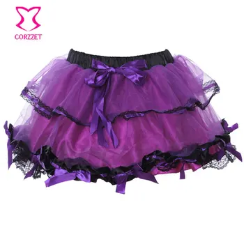

New Adult Purple Mini Short Sweet Sexy Club Skirts Womens Multilayer Ball Gown Gothic Lolita Skirt Tulle Petticoat Saia Feminina