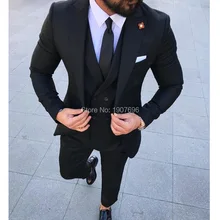Three Piece Formal Mens Suits for Wedding Groom Tuxedos 2019 Double Breasted Vest Jacket Pants Tailored Made Blazer