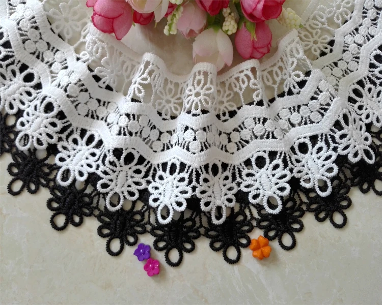 

7cm Wide Hollow Delicate Flower Lace Handmade DIY Embroidery Clothing Accessories Skirt Water Soluble Edge Sewing Curtain Decor