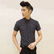 Летние мужские майка большого размера Мужская мода хан издание хлопок печатных лацкане с короткими рукавами