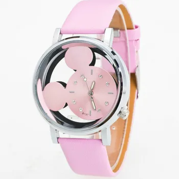 

Popular Fashion Simple Double-sided Hollow Mickey Quartz Kids Watch Student Cute Belt Mouse Children Watch