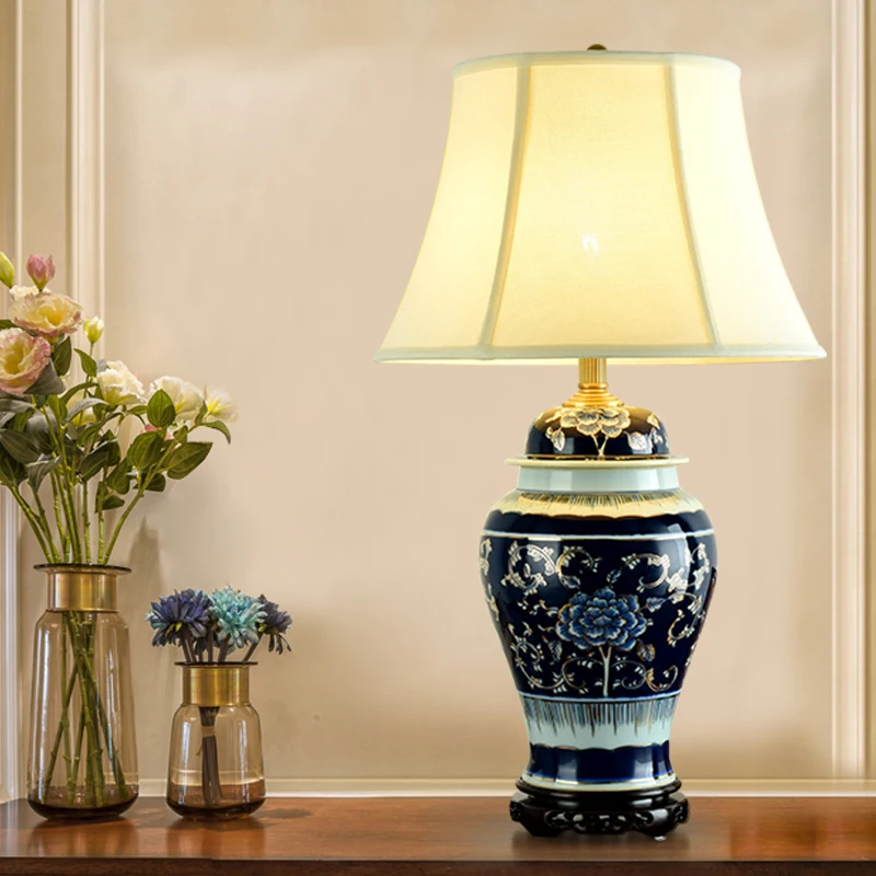 Art Chinese porcelain ceramic table lamp bedroom living room wedding