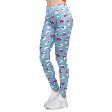 Высококачественные женские леггинсы, рождественские леггинсы с принтом полярных медведей, обтягивающие женские штаны с высокой талией для фитнеса