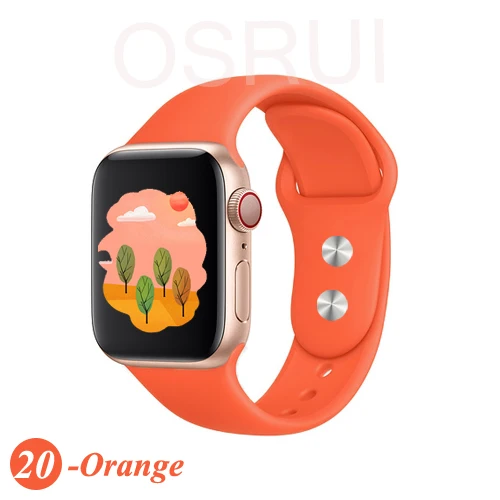 Спортивный силиконовый ремешок для apple watch band 4 44 мм 40 мм iwatch band 42 мм 38 мм ремень для браслета apple watch series 5 4 3 2 аксессуары - Цвет ремешка: 20-Orange
