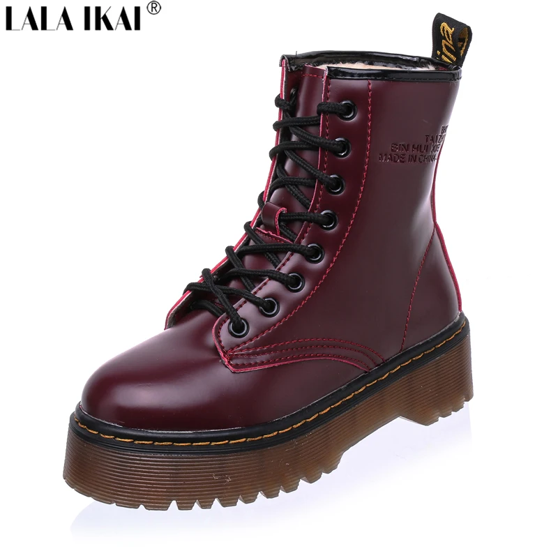  LALA IKAI Women Winter Boots Warm Fur Martin Boots Women Snow Platform Ankle Boots Women Winter Shoes Botas Feminina XWN0008-4 