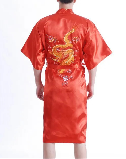 Новое поступление темно-синий мужской шелковый халат Китайская классическая Вышивка Ночная одежда традиционное кимоно Размер S M L XL XXL XXXL MR038