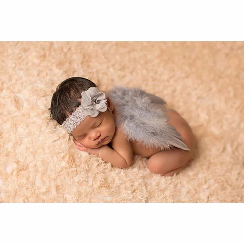 ГОРЯЧАЯ Детская головная повязка с цветком для новорожденного+ Крылья костюм фото фотография Опора наряды комплект