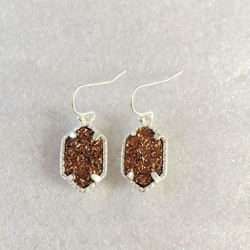 

Colorful Druzy Stone Mini Drusy Drop Earrings Stunning Chic Handmade Statement Mini Jewelry