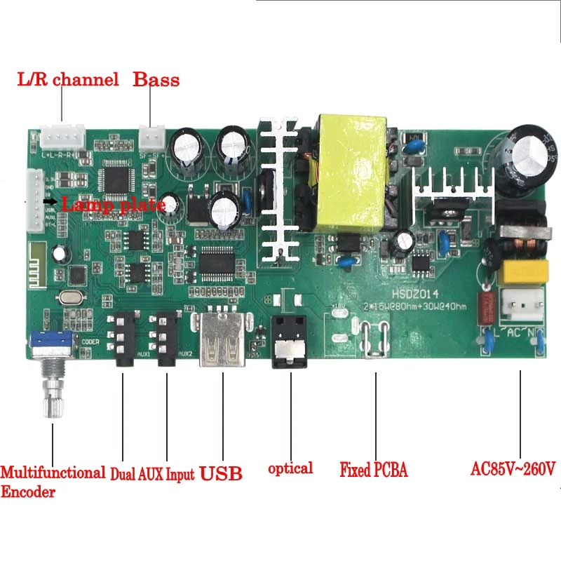 AC 220 В Bluetooth сабвуфер усилитель плата 2,1 канальный бас Оптическое волокно AUX USB цифровой Аудио Стерео усилители 15 Вт* 2+ 30 Вт