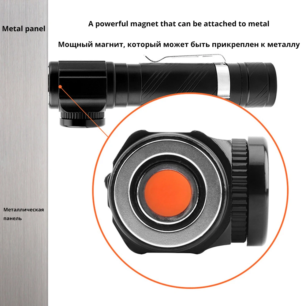 Многофункциональный светодиодный фонарик Встроенный аккумулятор USB зарядка с магнитом для ночной езды ночная рыбалка кемпинг