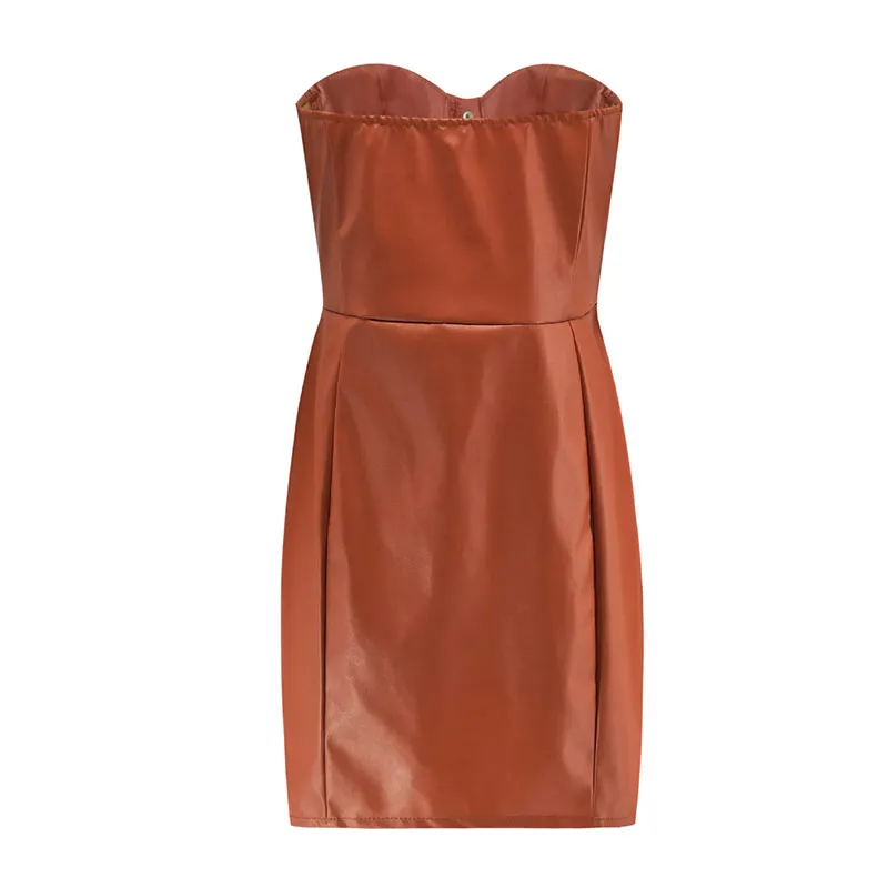 Forefair Leather Bodycon Dress Sexy