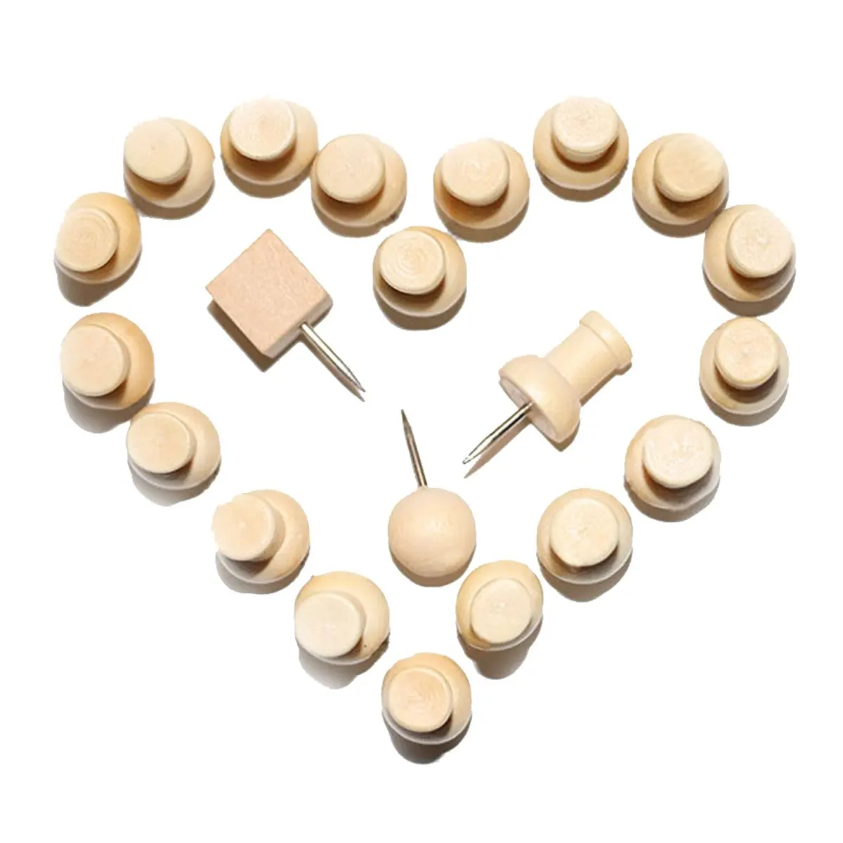 PPYY NEW-деревянные кнопочные булавки, сочетают восьмиугольник I-shape круглый квадратный цилиндр в форме соломенной шляпы деревянный Thumb Tacks