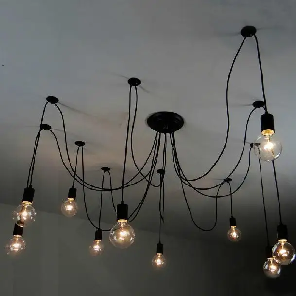  Edison Design Pendant Light Edison Vintage Spider Chandelier pedant Lamp, Edison Chandeliers American Style Led Bulbs