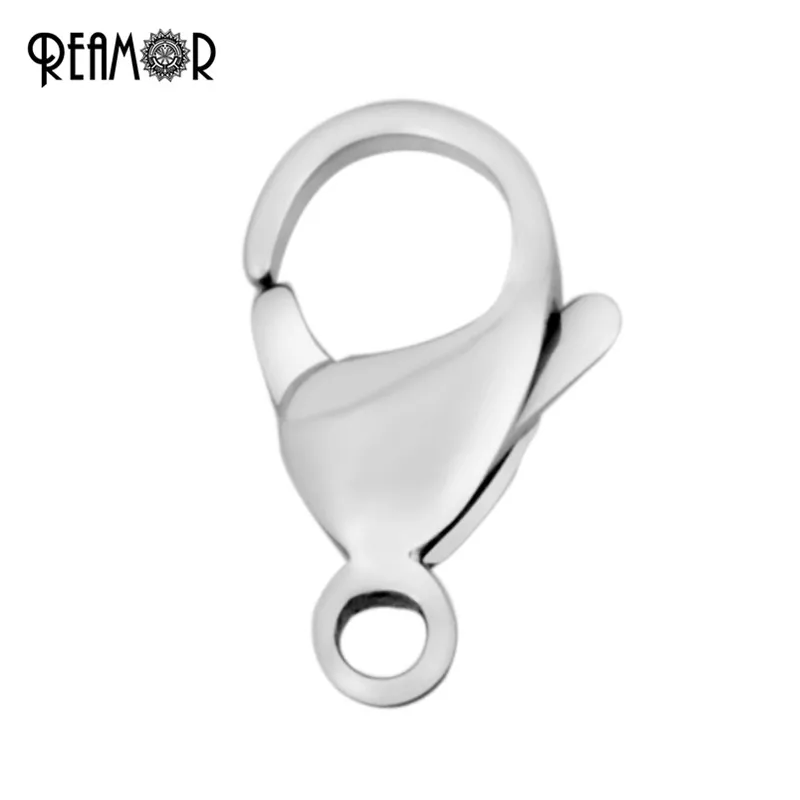 

REAMOR High Quality 316L Stainless Steel Lobster Clasps Hooks Connectors Charms For Bracelet Jewelry Making Findings DIY