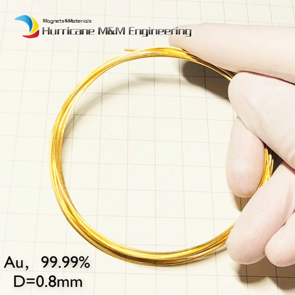 99.99% Золотая проволока чистый 24K диаметр 0,8 мм 10 мм длина около 0,1 г кусок провода Au