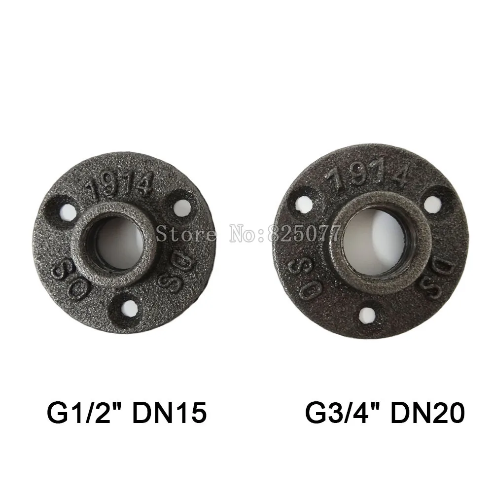 

12PCS DN15 G1/2" or DN20 G3/4" Iron Cast Flange Casting Antique Flanges Base Bracket Wall Tube Pipe Loft Industrial Style JF1236