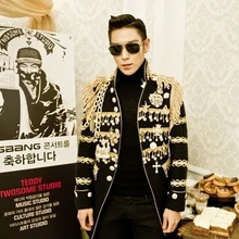 Мужской стиль Мода черный цвет концерт суперзвезд дворец бар певица Корея теории Большого взрыва известная костюмы dj для певицы для сцены одежда куртка для шоу