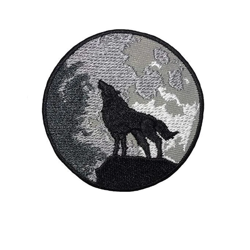 

Papapatch Lone Wolf Full Moon Howling Sew on Iron on Embroidered Applique Badge Sign Patch