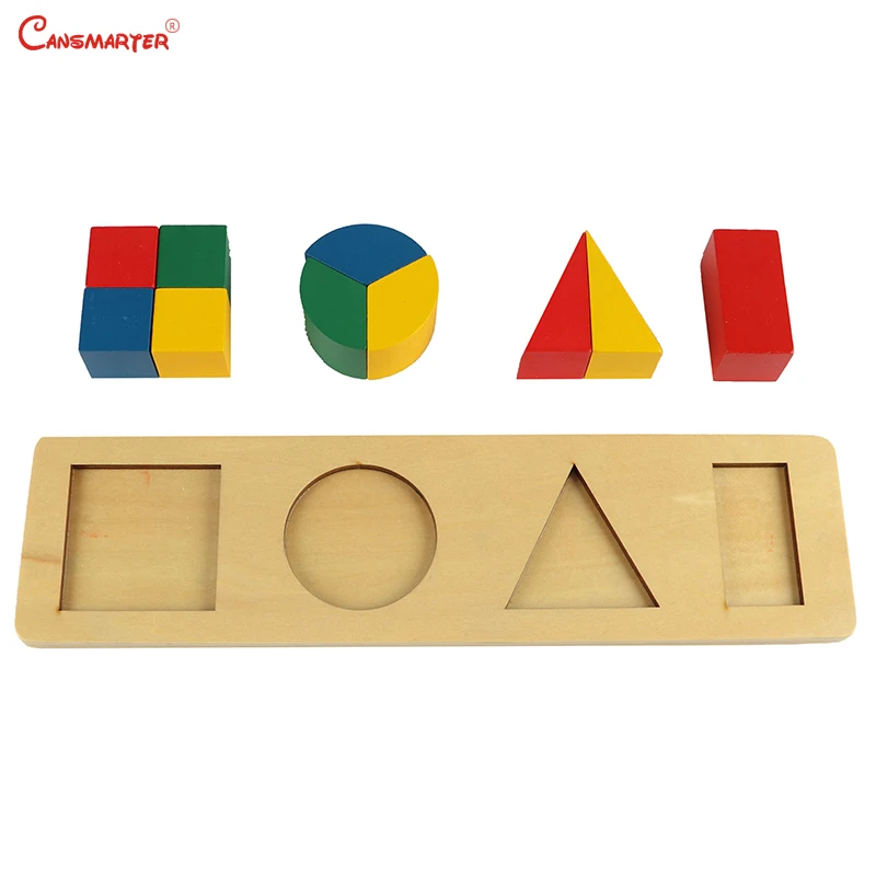 Multiple Blocks Geometric Shape Sensory Math Toys Brain Teaser Colorful Jigsaw Wooden Blocks Educational Toy Montessori LT025-4