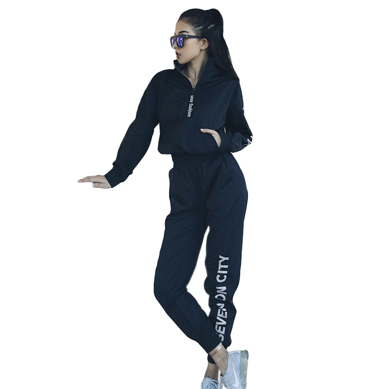 

Women's Autumn New Running Sports Suit Jogging Fitness Loose Sports Suit Zipper Jacket 9points Harem Pant 2-piece Sport Clothing