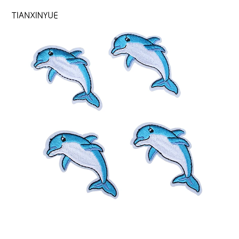 

TIANXINYUE 20 pcs Dolphin Patches Iron On DIY Embroidered Appliques Sewing On For Clothing Cartoon Motif Applique Sticker