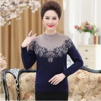 

Middle aged mother, autumn clothes, girl 40-50, 2020 new coat, half high collar, knitted sweater, bottoming shirt.