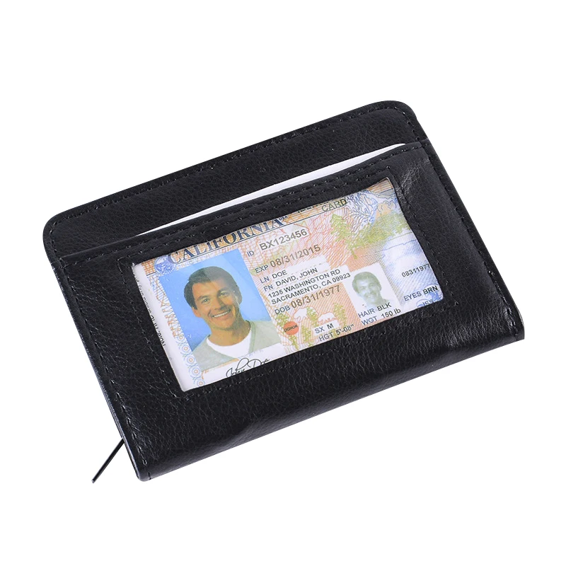 

Fashion Small Unisex Rfid Wallet Men And Women Wallet Zipper Credit Card Holder Photo Pocket Flap Multifunction Purse