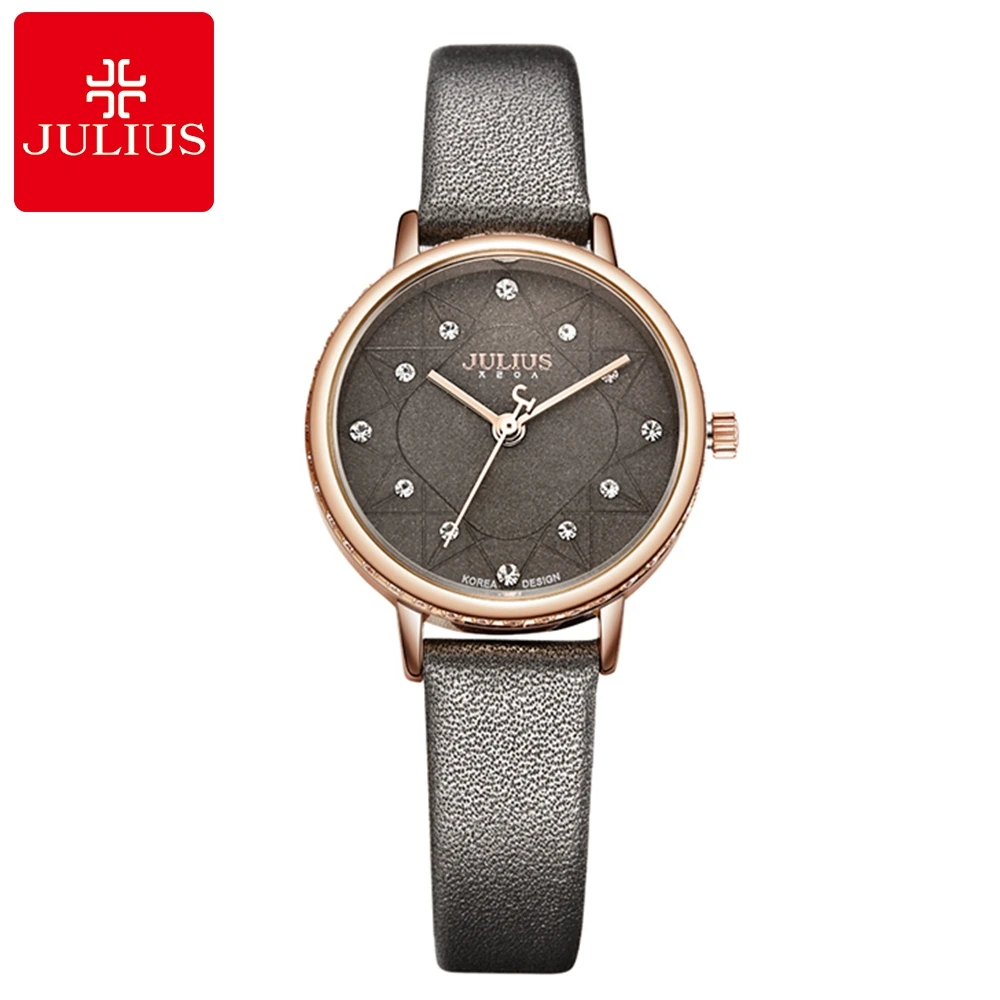 

Women Genuine Leather Quartz Sun Figure Girls Best Gift Fashion Casual Simple Luxury Rhinestone Stone Watch Original Julius 943