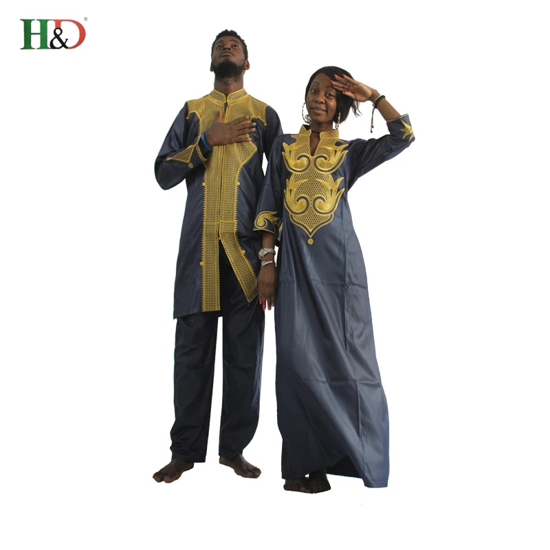 H & D Dashiki африканская пара платьев одежда для мужчин и женщин друзей свадьбы Bazin