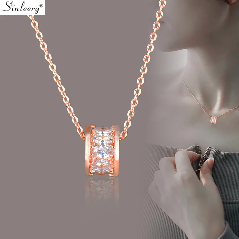 

SINLEERY Dazzling Cubic Zirconia Rolling Circles Necklace Silver Color Women Choker Chain Necklace Fashion Jewelry XL552 SSB