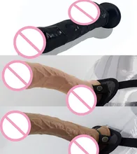 Strap On Dildo Foreskin Penis Wearable Dildo with Textured Shaft Strong Suction Wearing Penis Belt Lesbian Sex Toys C3-2-15