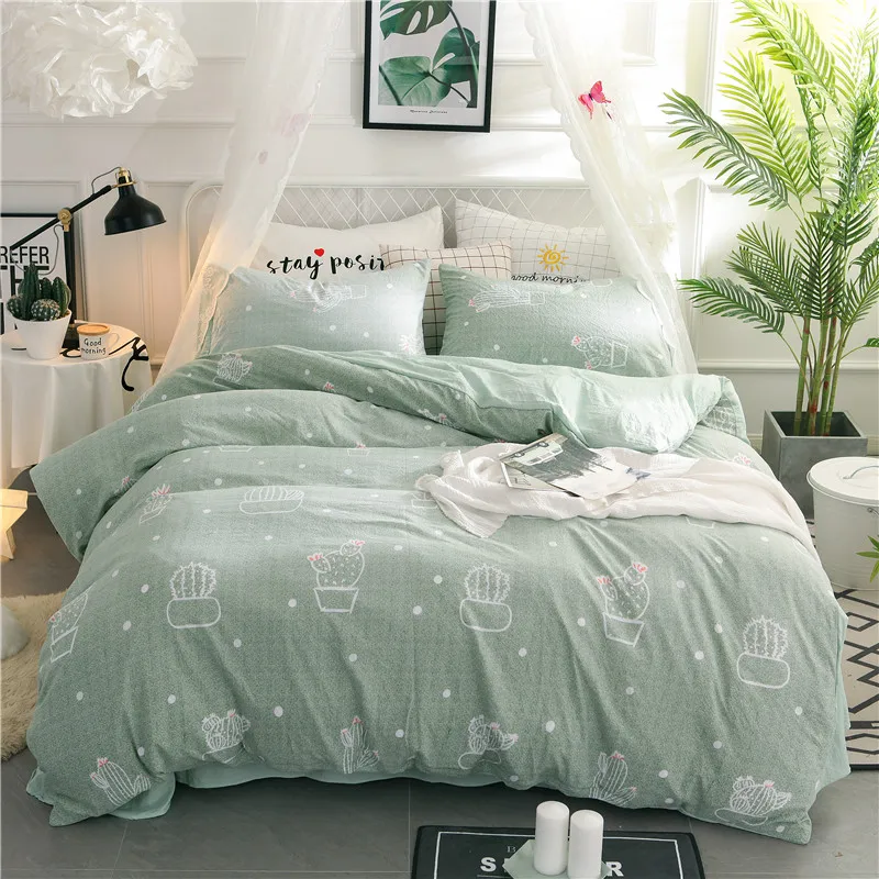 Special Offer Green Cactus Bedding Sets Printed Duvet Cover Set