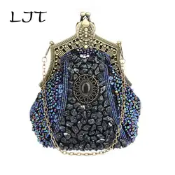 LJT 2019 Металл Glassbeads вышивка Ужин сумка леди вечерние Кристалл сумки для женщин Выходные туфли на выпускной бал Свадебный клатч