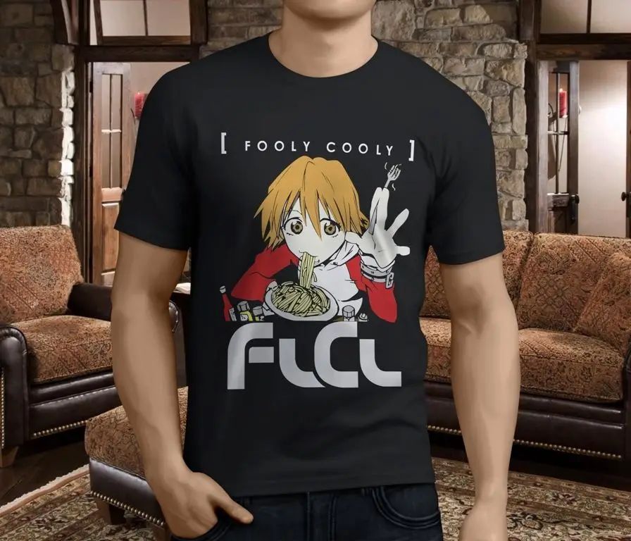 Fooly овевает Haruhara Харуко FLCL аниме Japones Прету dos ho Для мужчин s футболка Tamanho S-3XL 2018