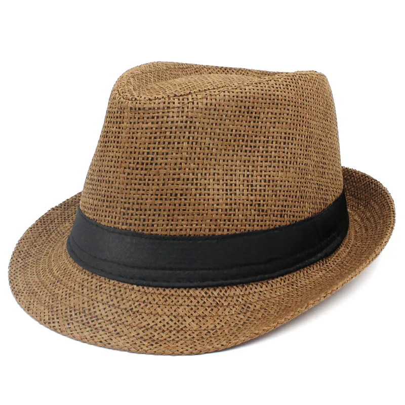 Женская шляпа Fedoras, модная джазовая Кепка, новинка, для взрослых, Панама, солнцезащитная Кепка для мужчин, для подростков, летняя Панама, шляпа для леди, реквизит для фотографии ABH001 - Цвет: Коричневый