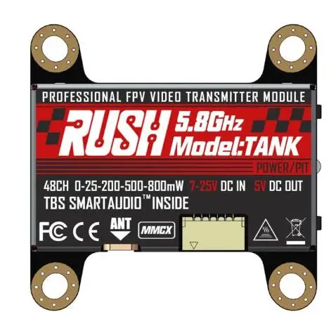 

RUSH VTX TANK 5.8GHz 48CH PIT/25/200/500/800mW TBS Smartaudio Switchable AV Transmitter