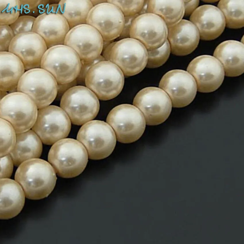 

MHS.SUN 3MM-16MM Fake Pearls Lt Beige Imitation Glass Pearl Round Loose Spacer Beads For Garment/Jewelry Making