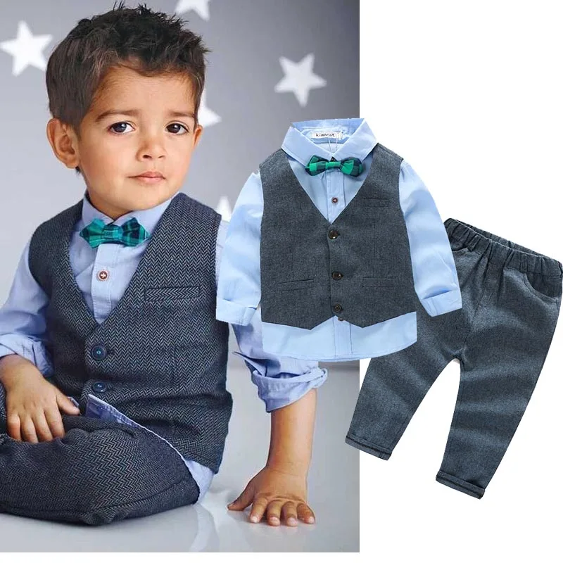 Image Fashion Kids Clothes Baby Boy Clothes Sets Gentleman Suit Toddler Boys Clothing Long Sleeve Children Clothing