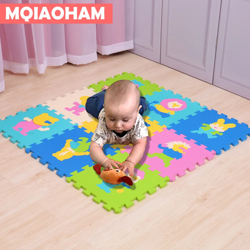 

MQIAOHAM 9 pcs/lot baby foam puzzle play mat Interlocking Exercise floor mat per 30cm*30cm 1cm Thick for kids and children