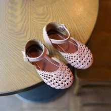 Mode Bébé Fille Sandales En Cuir Pu Armure Coupe-outs Talons Plats Enfants Occasionnels Chaussures