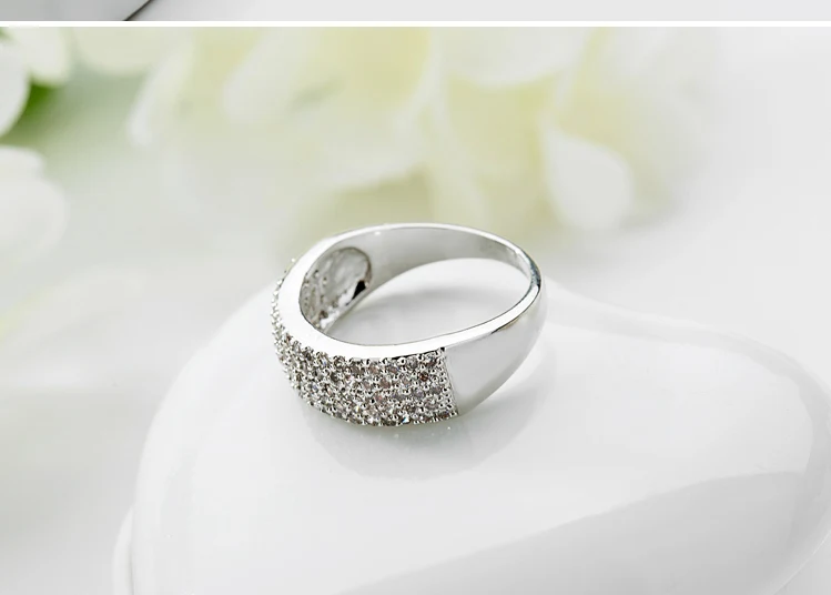 Luoteemi модные Обручение кольцо Micro AAA кубического циркония половина кольцо проложить Установка CZ Белое золото-Цвет для Для женщин Свадебная вечеринка